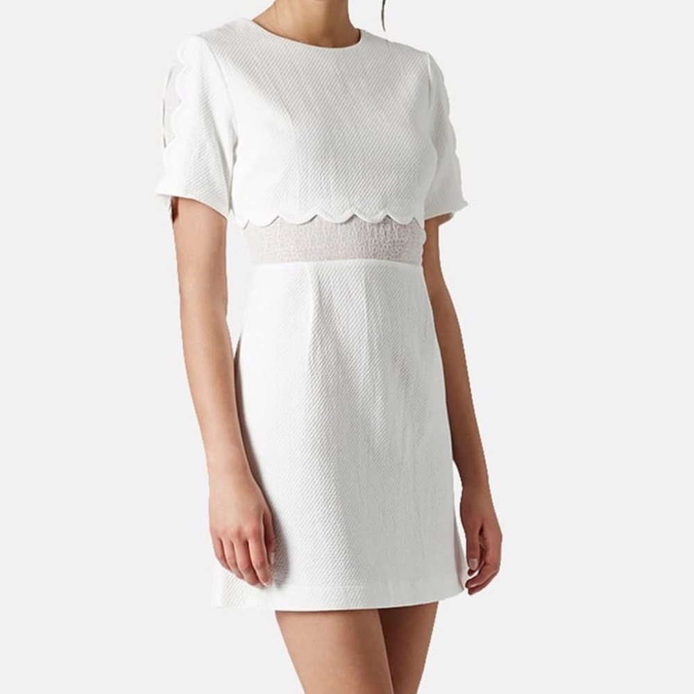 Topshop Scallop Trim Chiffon Inset Dress